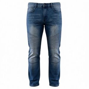 Chams Mens Premium Biker Jeans Size 32 Blue Denim Cotton Blend